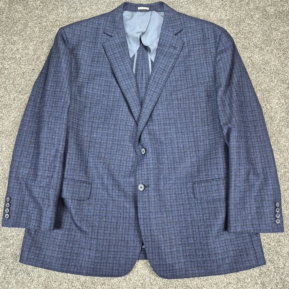 Joseph Abboud Blazer Mens 50R Blue Plaid Virgin Wool Lanificio‎ di Pray
